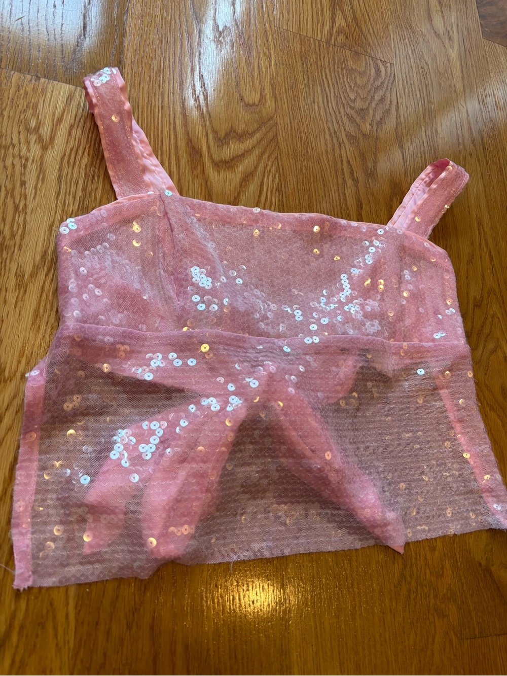 Shimmery Pink Sequin Tie-Back Crop Top (Size XL)